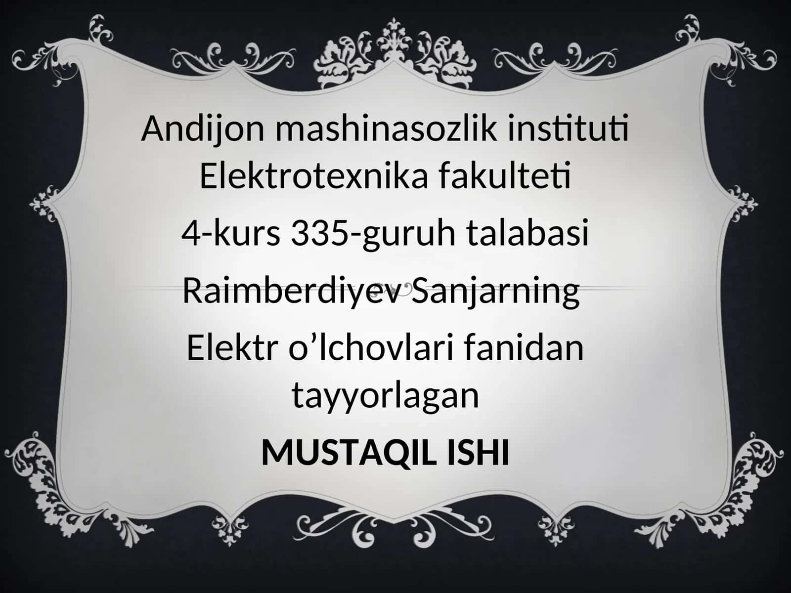 Elektr o’lchovlari fanidan tayyorlagan MUSTAQIL ISHI