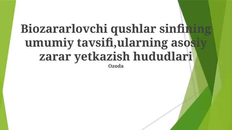 Biozararlovchi Qushlar