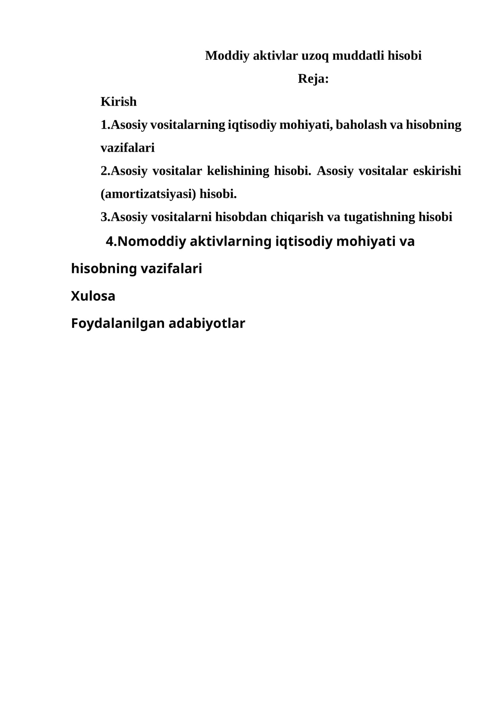 Moddiy aktivlar uzoq muddatli hisobi