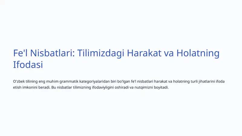 Fe'l Nisbatlari