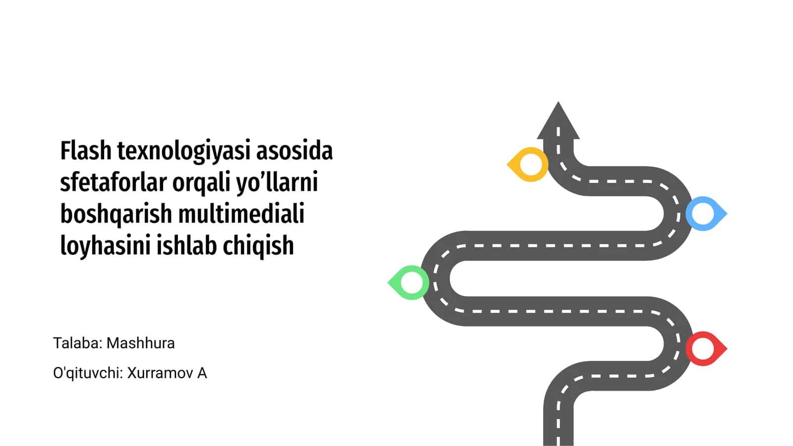 Flash texnologiyasi orqali sfetaforlar orqali yo’llarni boshqarish multimediali loyhasi