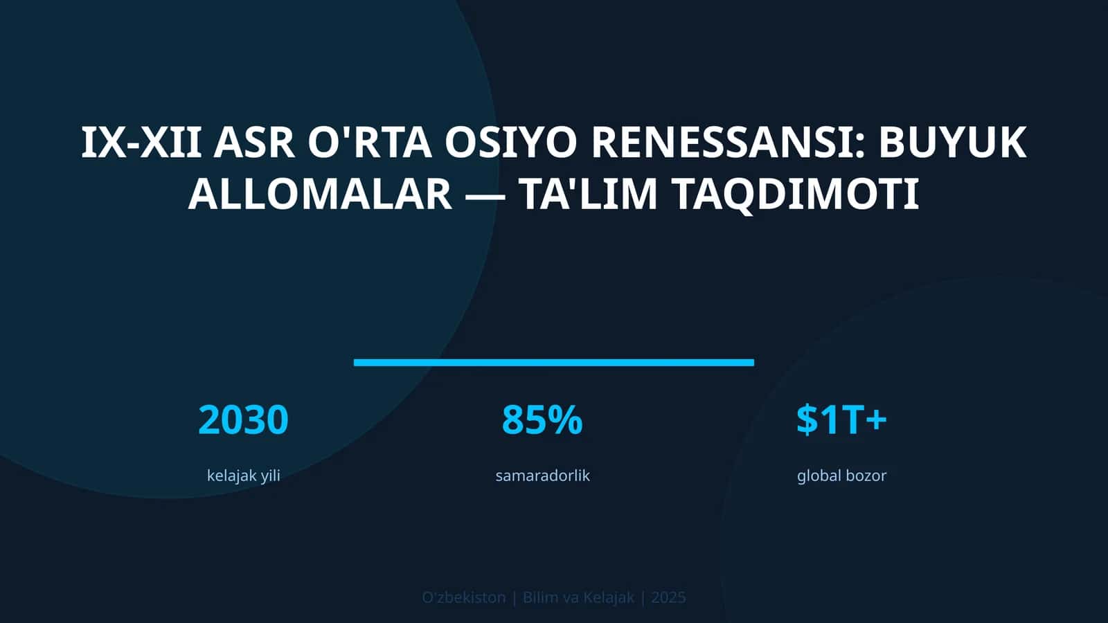 IX-XII ASR O'RTA OSIYO RENESSANSI: BUYUK ALLOMALAR — TA'LIM TAQDIMOTI