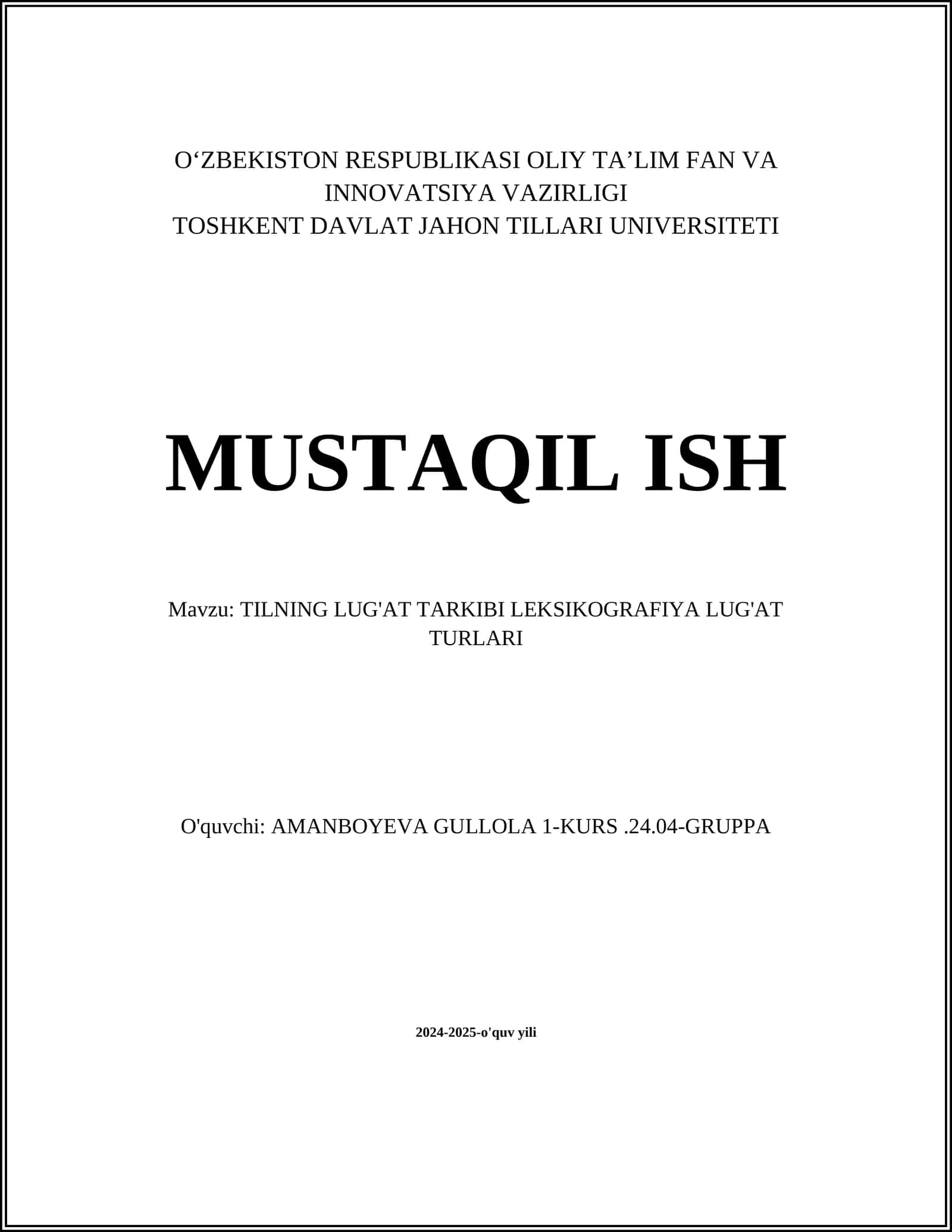TILNING LUG'AT TARKIBI LEKSIKOGRAFIYA LUG'AT TURLARI