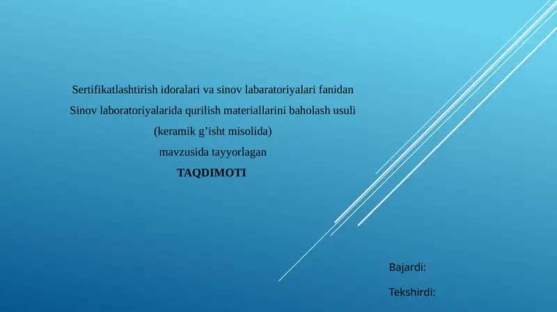 Sertifikatlashtirish idoralari va sinov labaratoriyalari fanidan