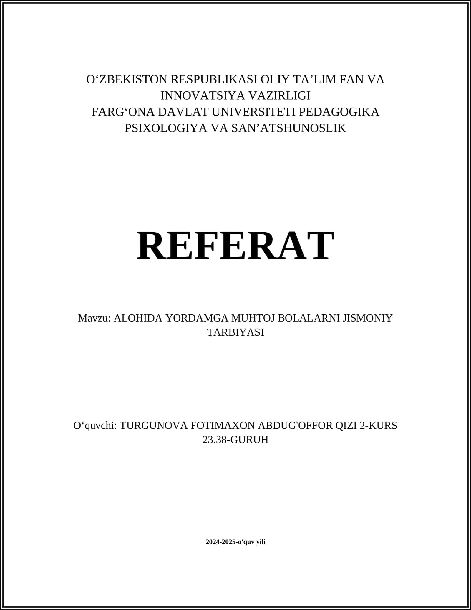 Maxsus jismoniy tarbiya dasturlari
