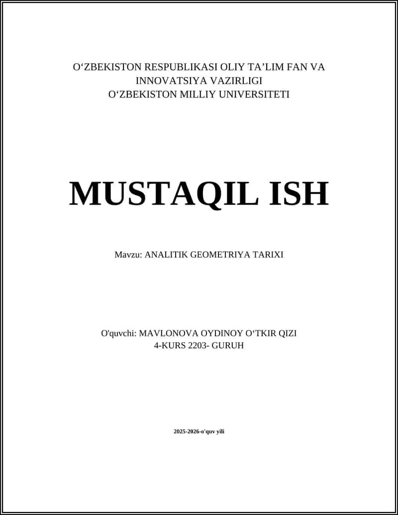 ANALITIK GEOMETRIYA TARIXI