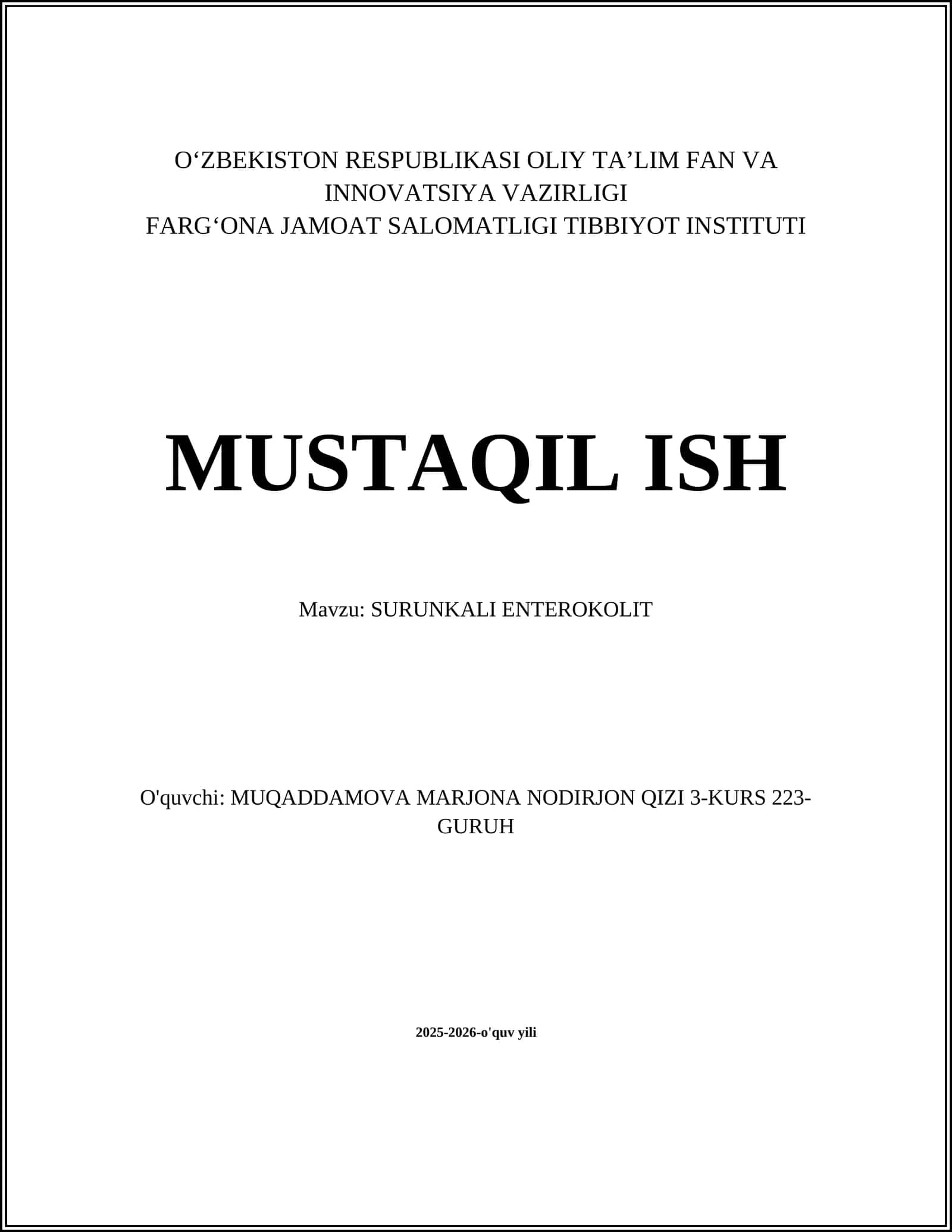 SURUNKALI ENTEROKOLIT