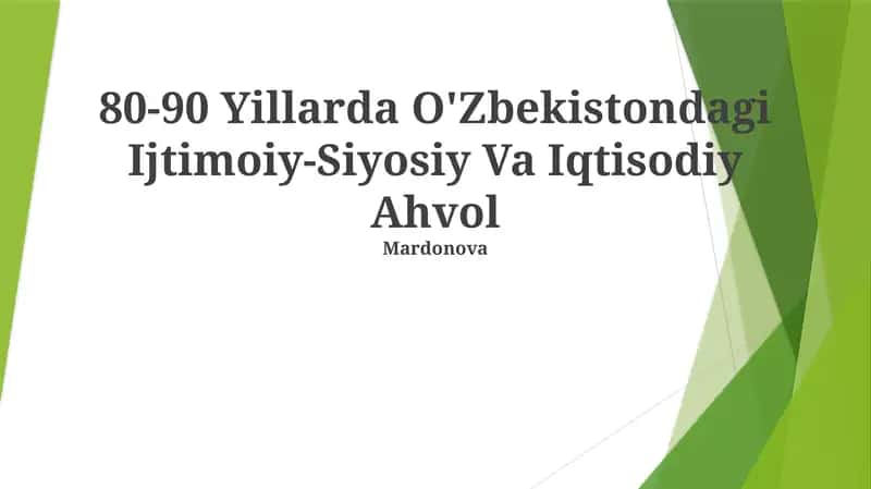 80-90 Yillarda O'Zbekistondagi Ijtimoiy-Siyosiy Va Iqtisodiy Ahvol