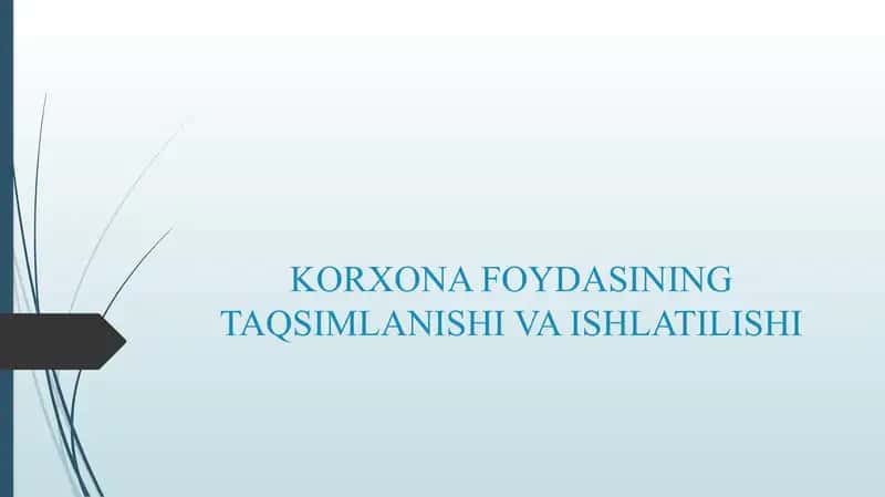 KORXONA FOYDASINING TAQSIMLANISHI VA ISHLATILISHI