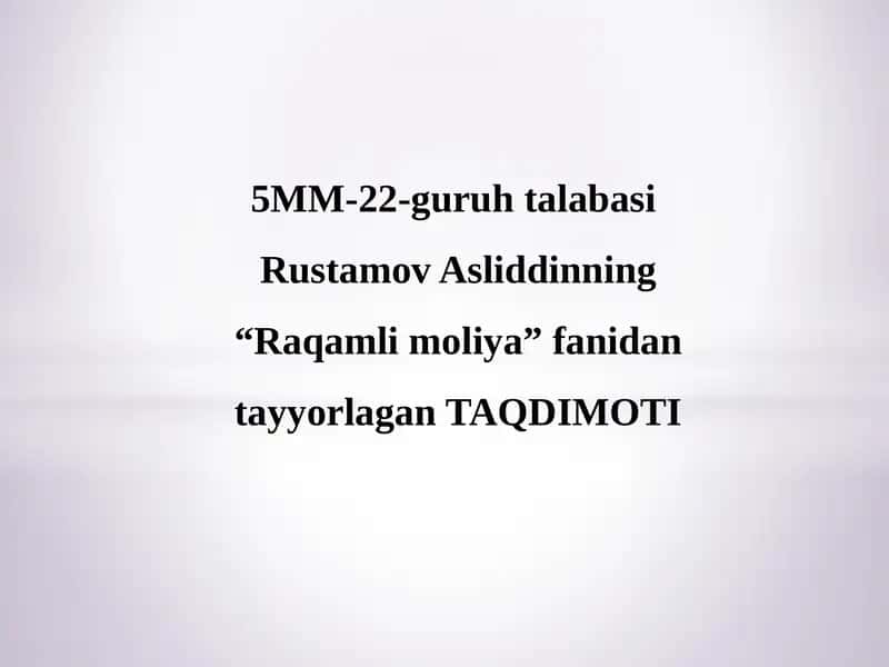 RAQAMLI MOLIYA