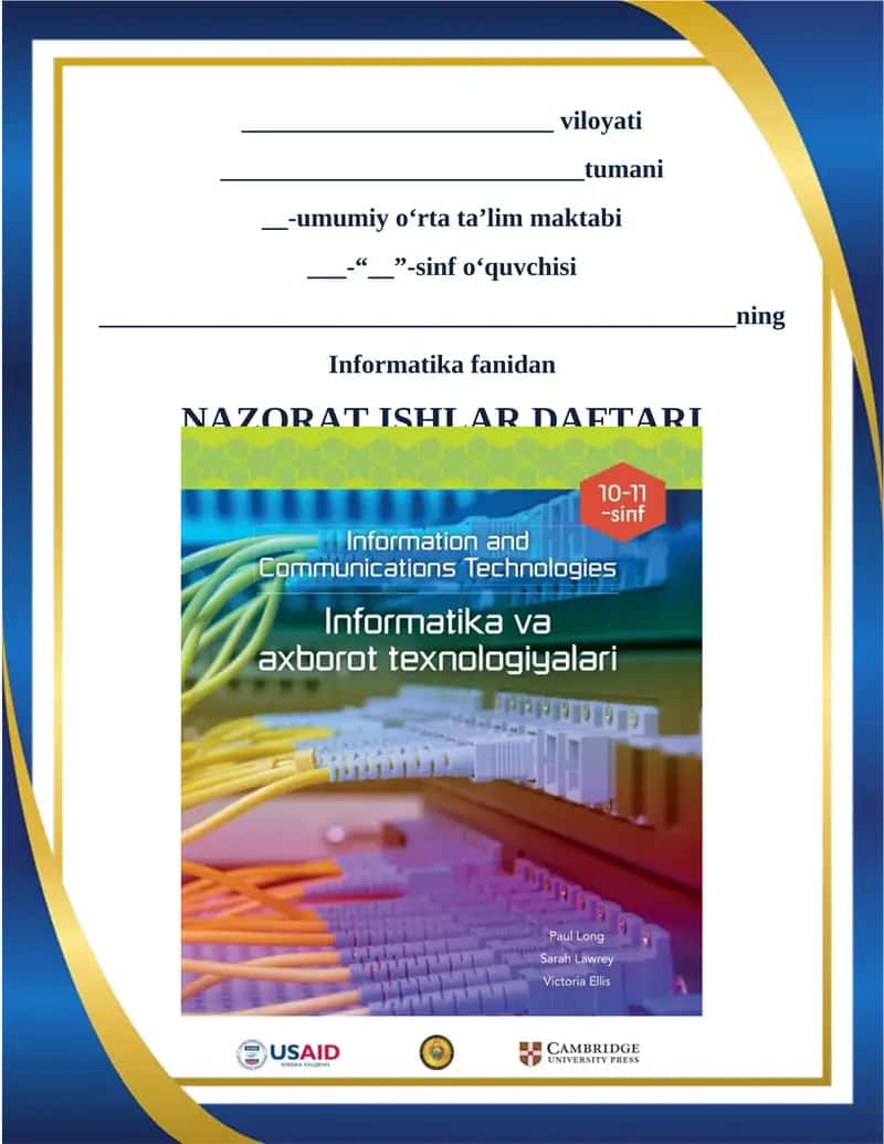Informatika fanidan nazorat ishlar daftari