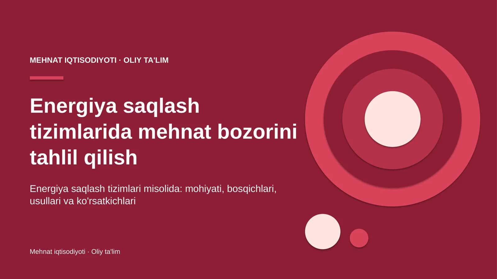 Energiya saqlash tizimlarida mehnat bozorini tahlil qilish