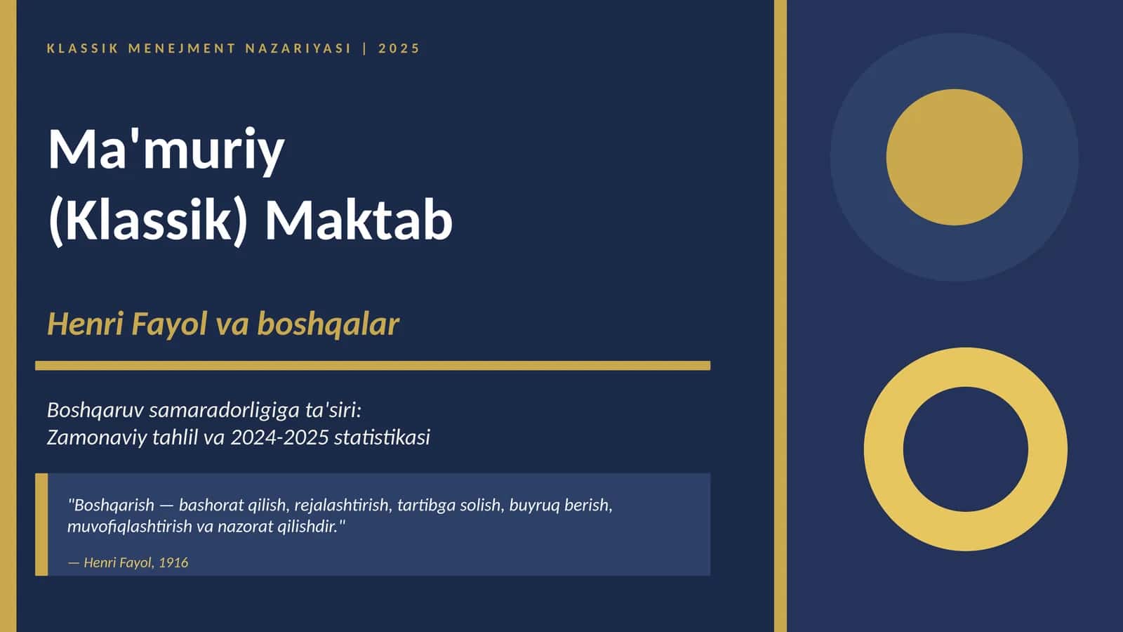 KLASSIK MENEJMENT NAZARIYASI