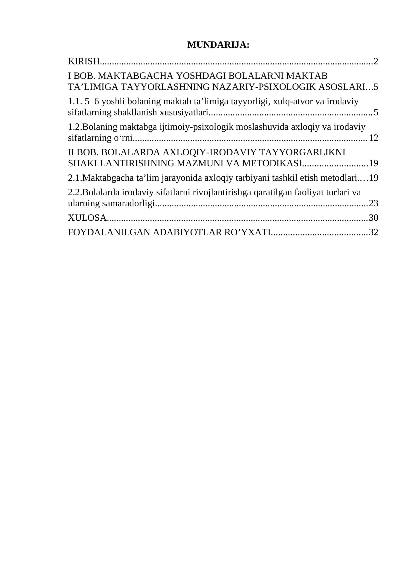Maktabgacha 5-6 yoshli bolalarning maktab ta’limiga yetukligida axloqiy-irodaviy tayyorligining ahamiyati