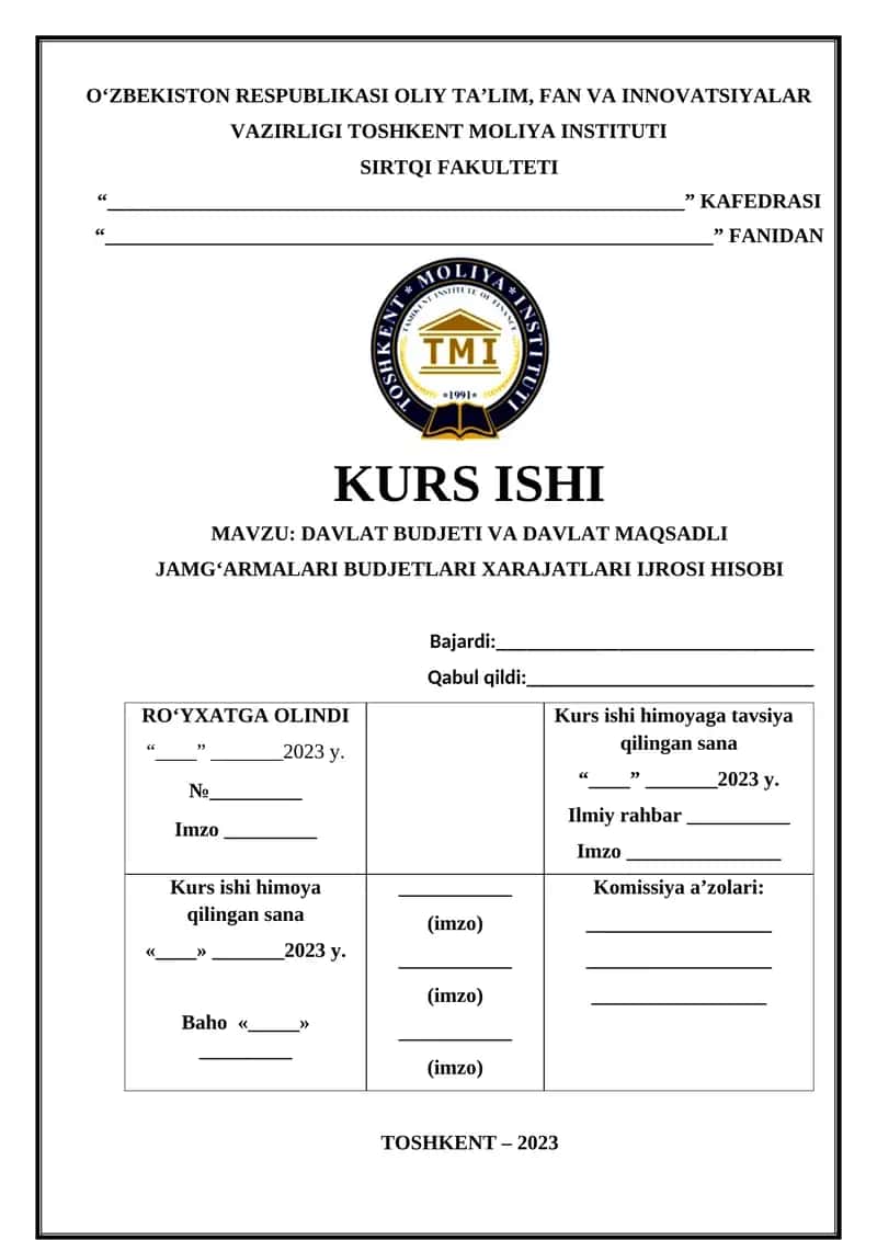 Davlat budjeti va davlat maqsadli jamg‘armalari budjetlari xarajatlari ijrosi hisobi