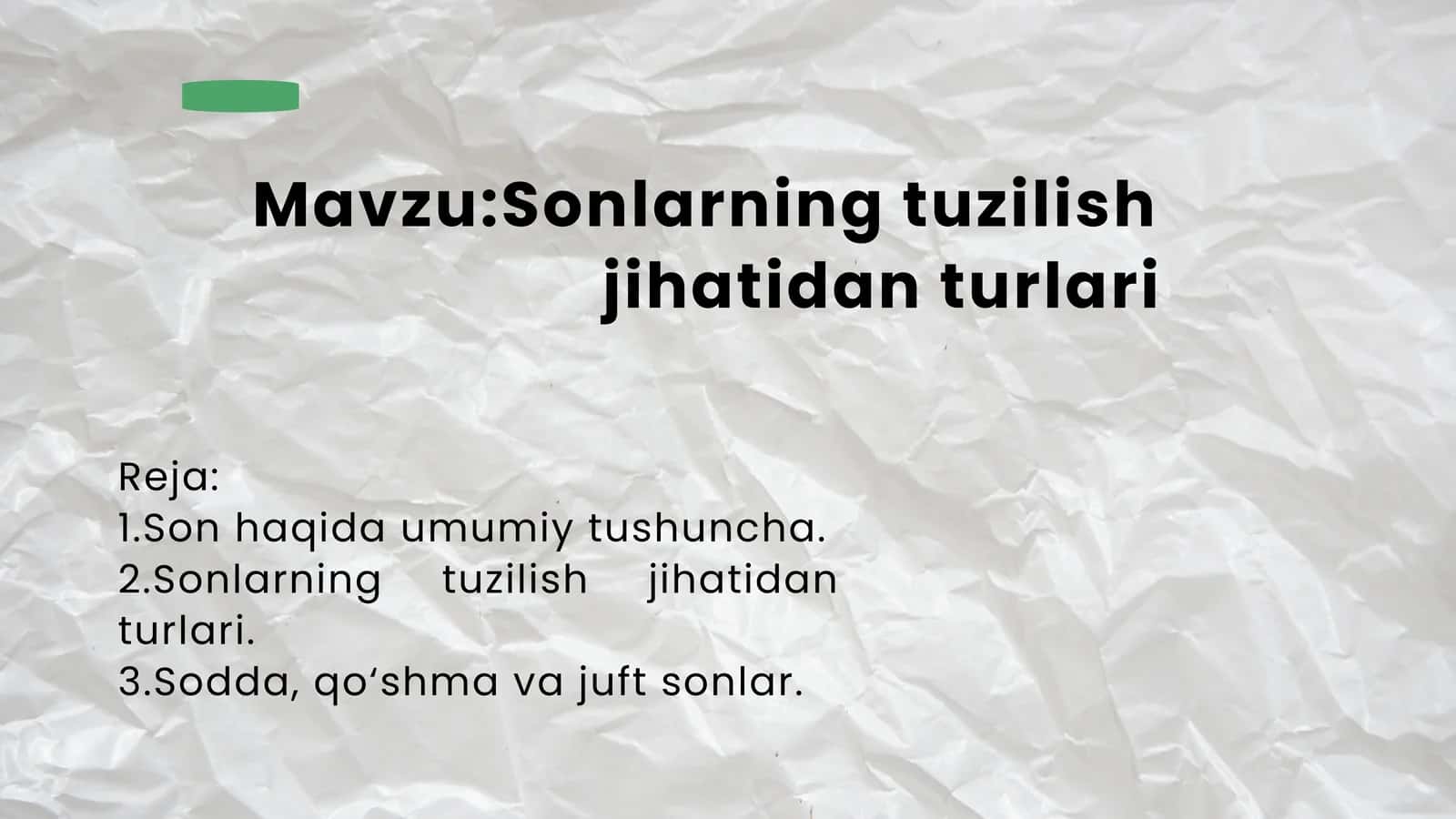 Sonlarning tuzilish jihatidan turlari