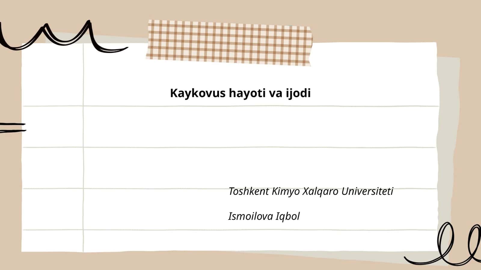Kaykovus hayoti va ijodi