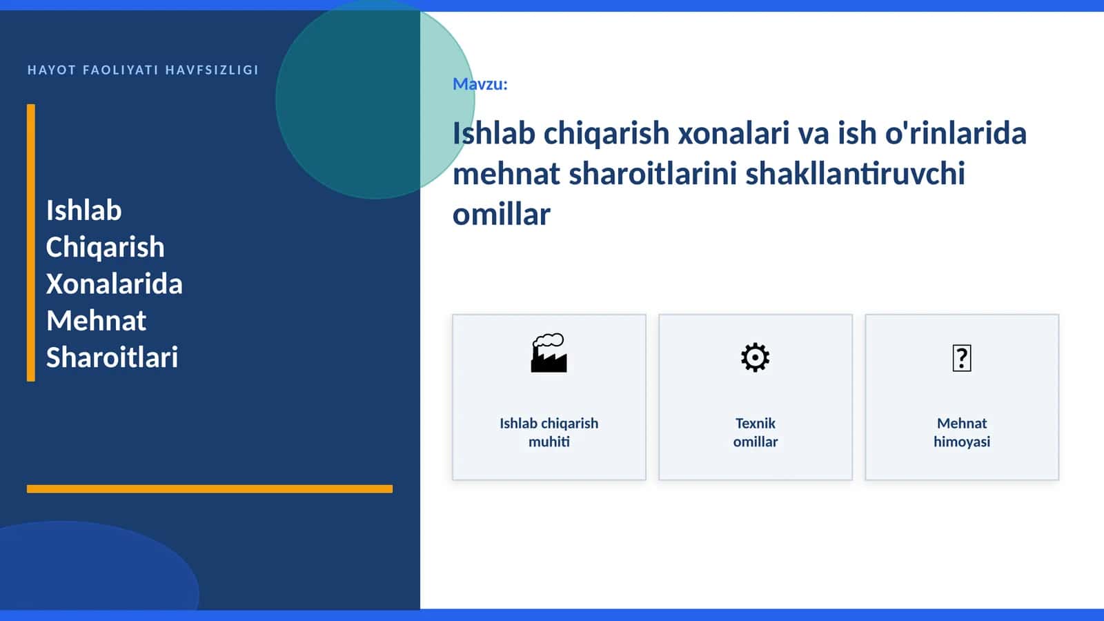 HAYOT FAOLIYATI HAVFSIZLIGI
