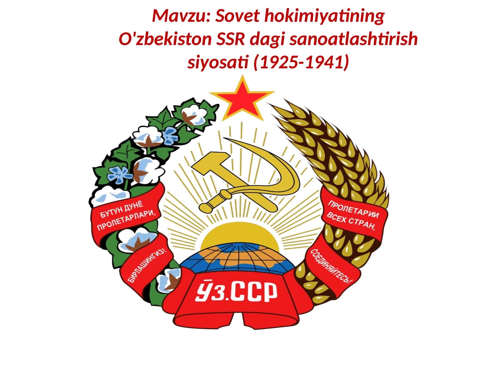 Sovet hokimiyatining O'zbekiston SSR dagi sanoatlashtirish siyosati (1925-1941)