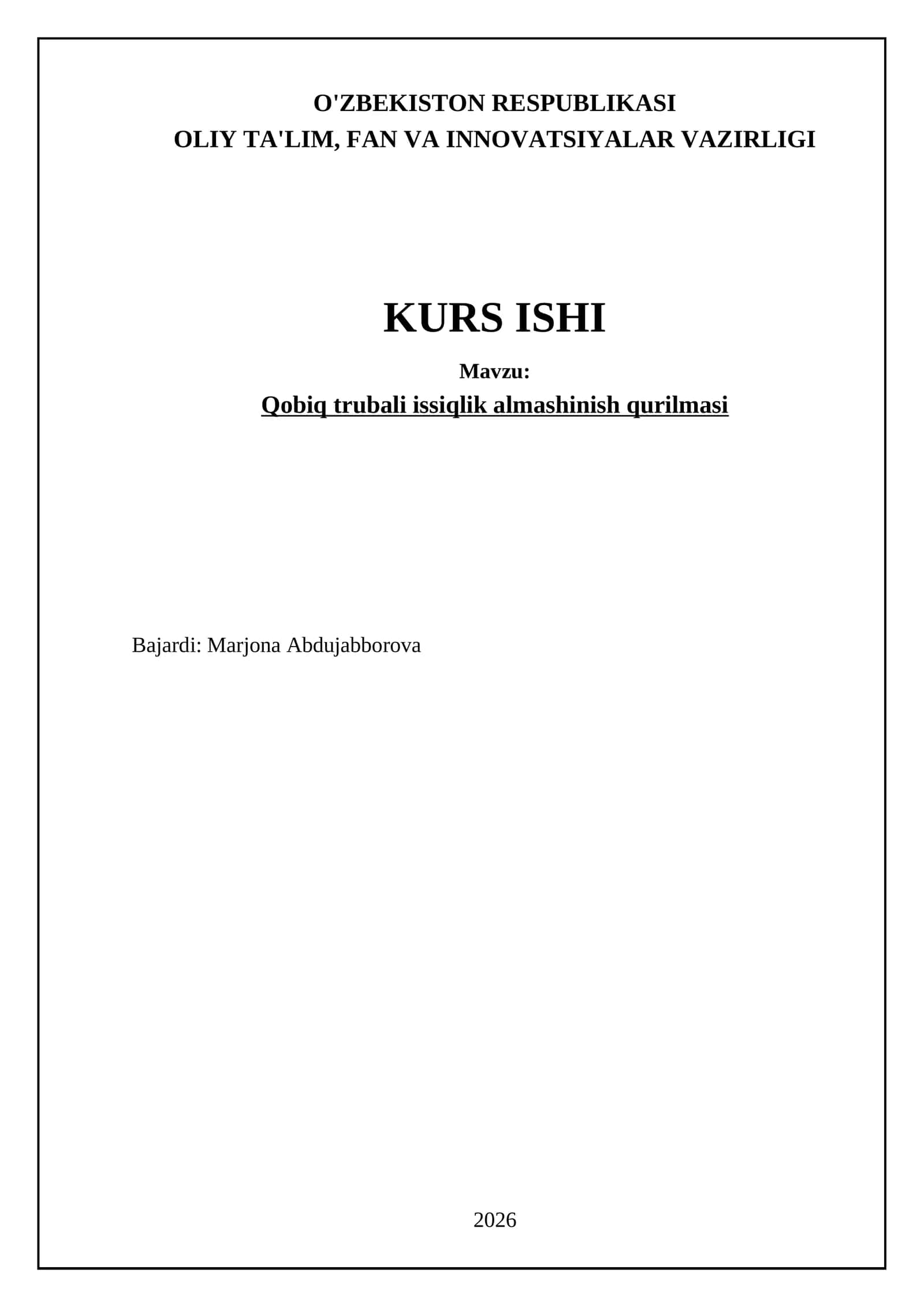 Qobiq trubali issiqlik almashinish qurilmasi