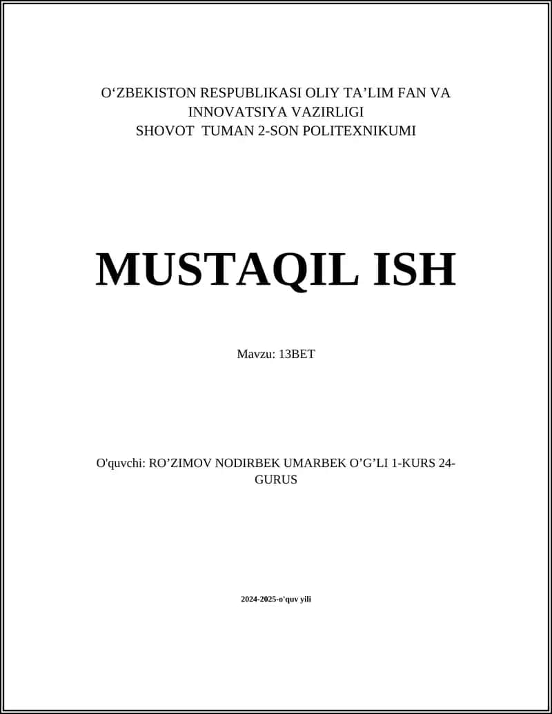 13BET tikish platformasi