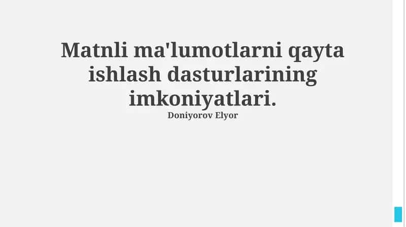 Matnni qayta ishlash dasturlarining imkoniyatlari