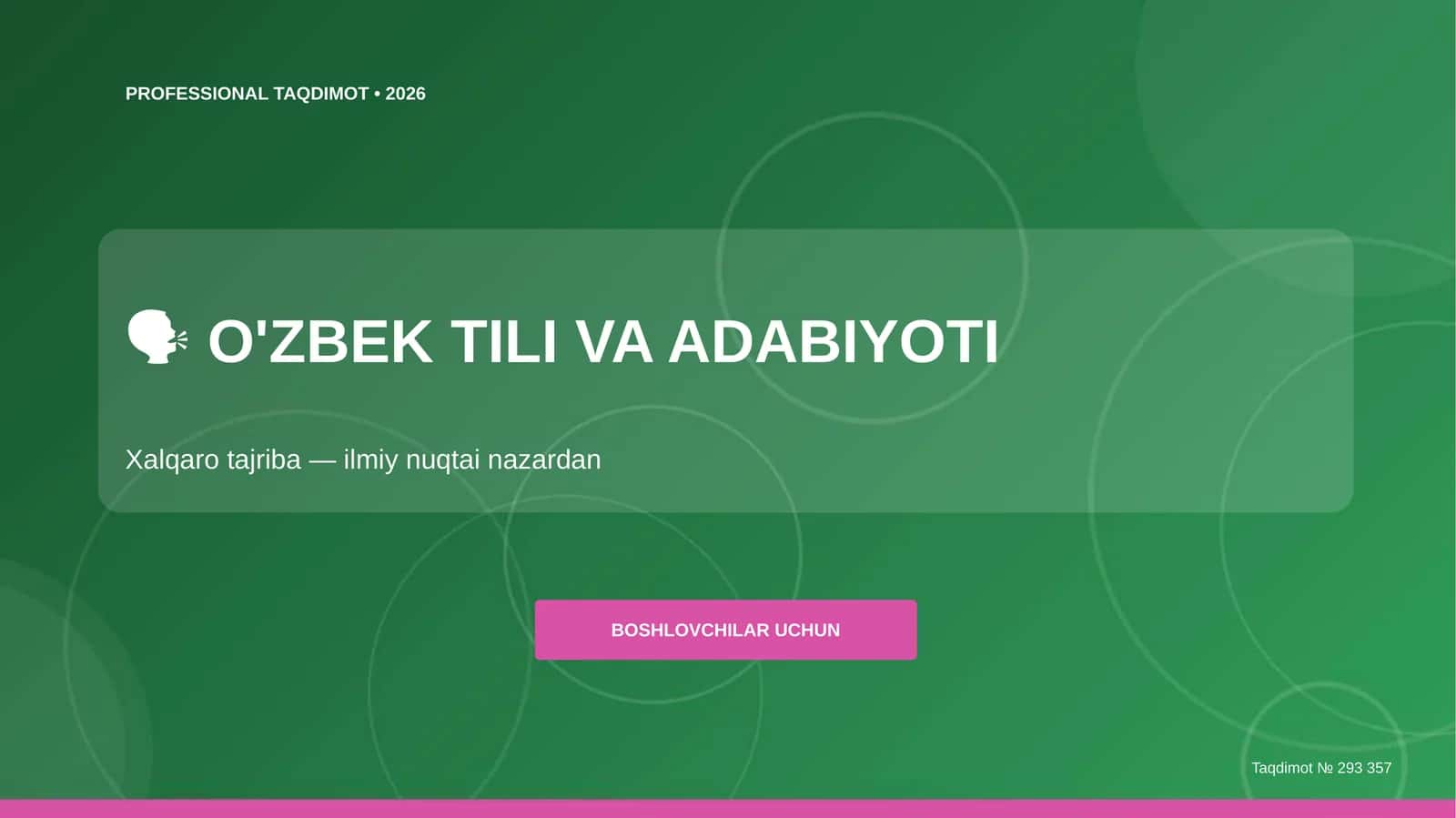 O'ZBEK TILI VA ADABIYOTI