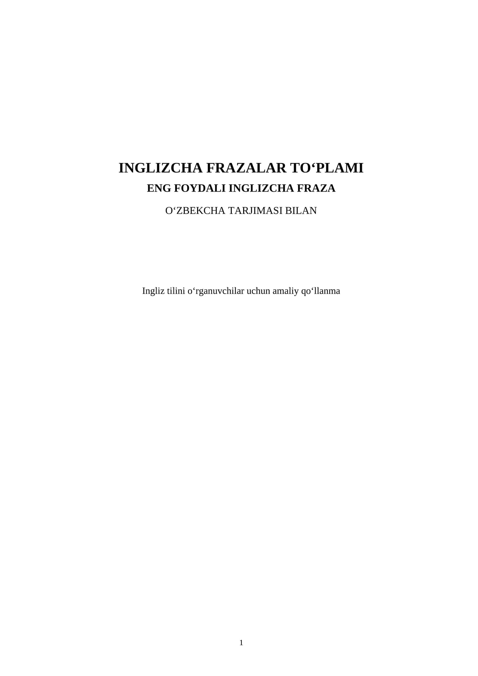 Inglizcha frazalar to'plami tarjimasi bilan