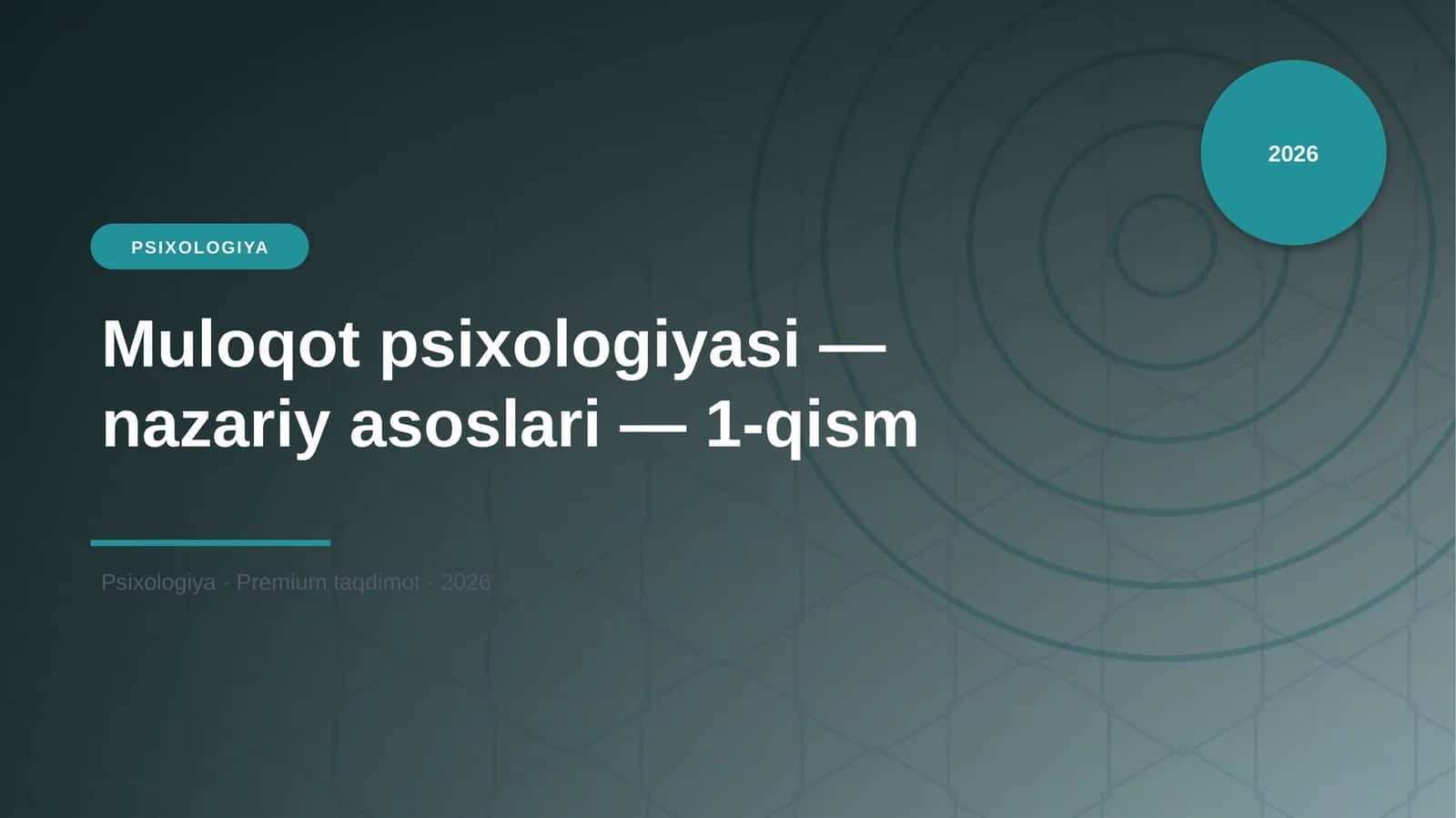 Muloqot psixologiyasi — nazariy asoslari — 1-qism