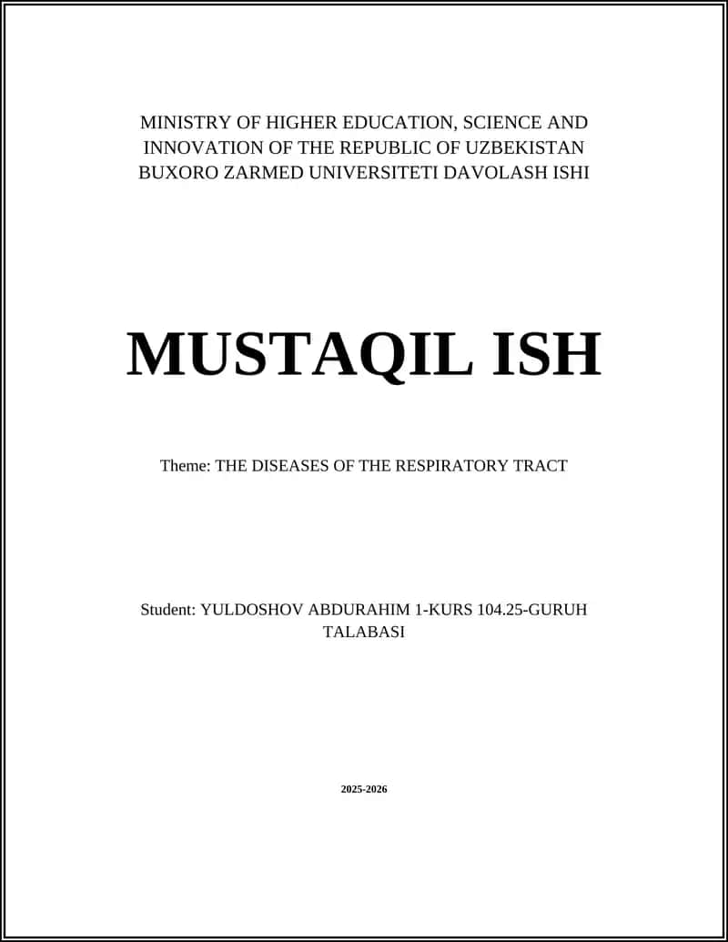 Diseases of the Respiratory Tract