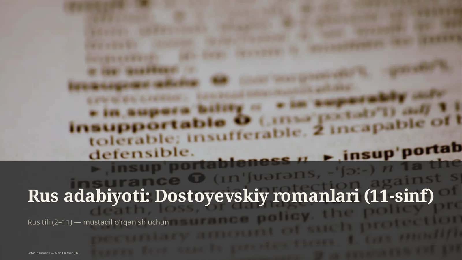 Rus adabiyoti: Dostoyevskiy romanlari (11-sinf)