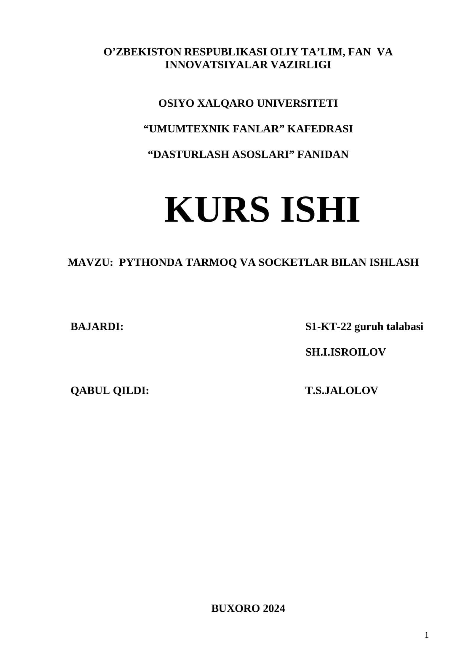 PYTHONDA TARMOQ VA SOCKETLAR BILAN ISHLASH