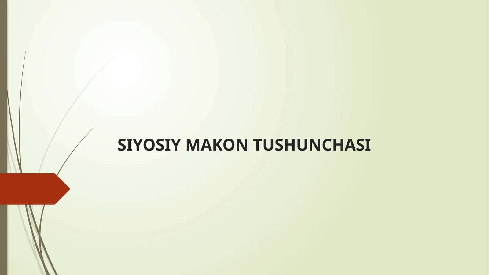 SIYOSIY MAKON TUSHUNCHASI