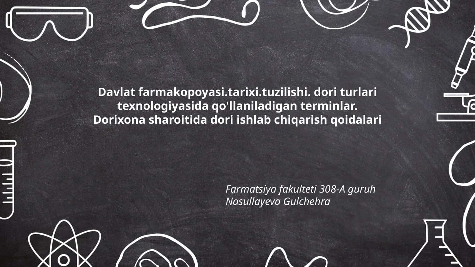 Davlat farmakopoyasi.tarixi.tuzilishi. dori turlari texnologiyasida qo'llaniladigan terminlar. Dorixona sharoitida dori ishlab chiqarish qoidalari