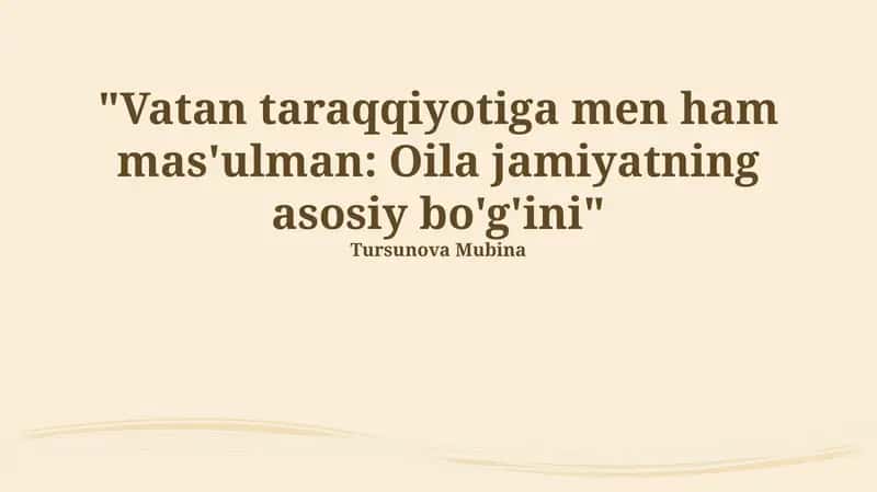 Oilaning jamiyatdagi o'rni