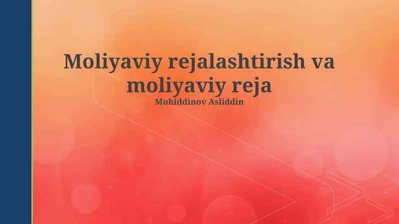Moliyaviy rejalashtirish va moliyaviy reja
