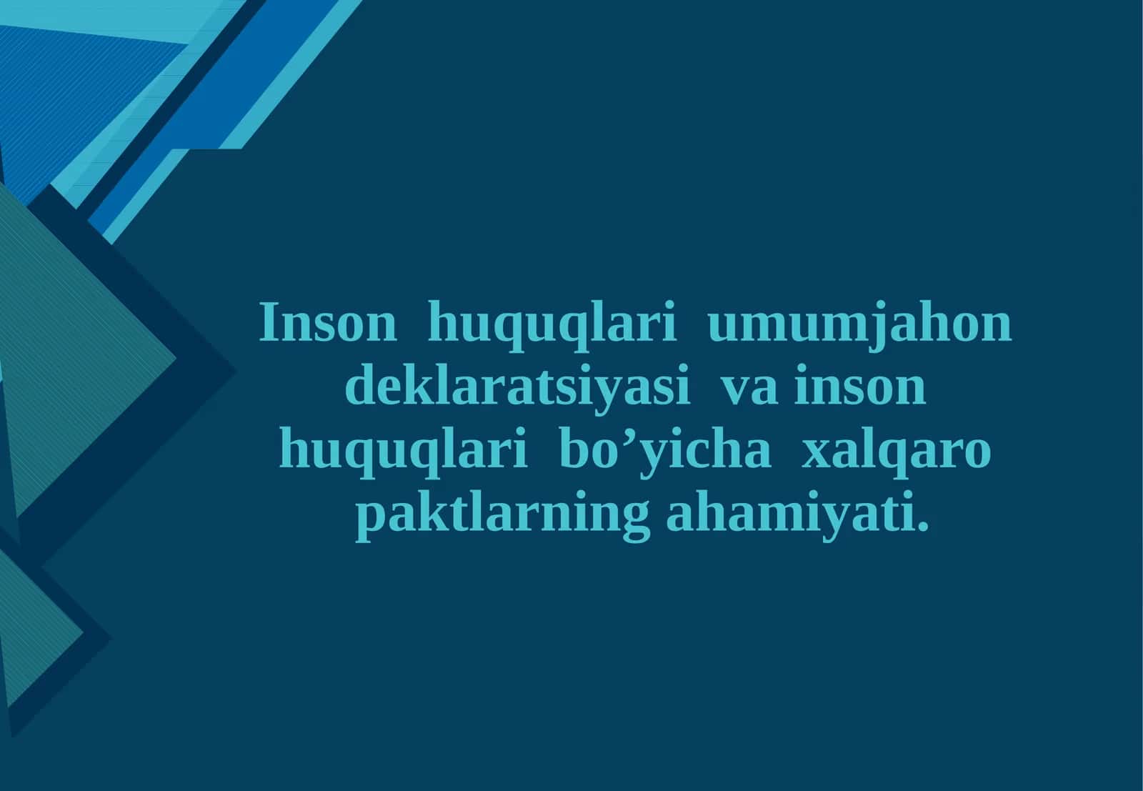Inson huquqlari umumjahon deklaratsiyasi va inson huquqlari bo’yicha