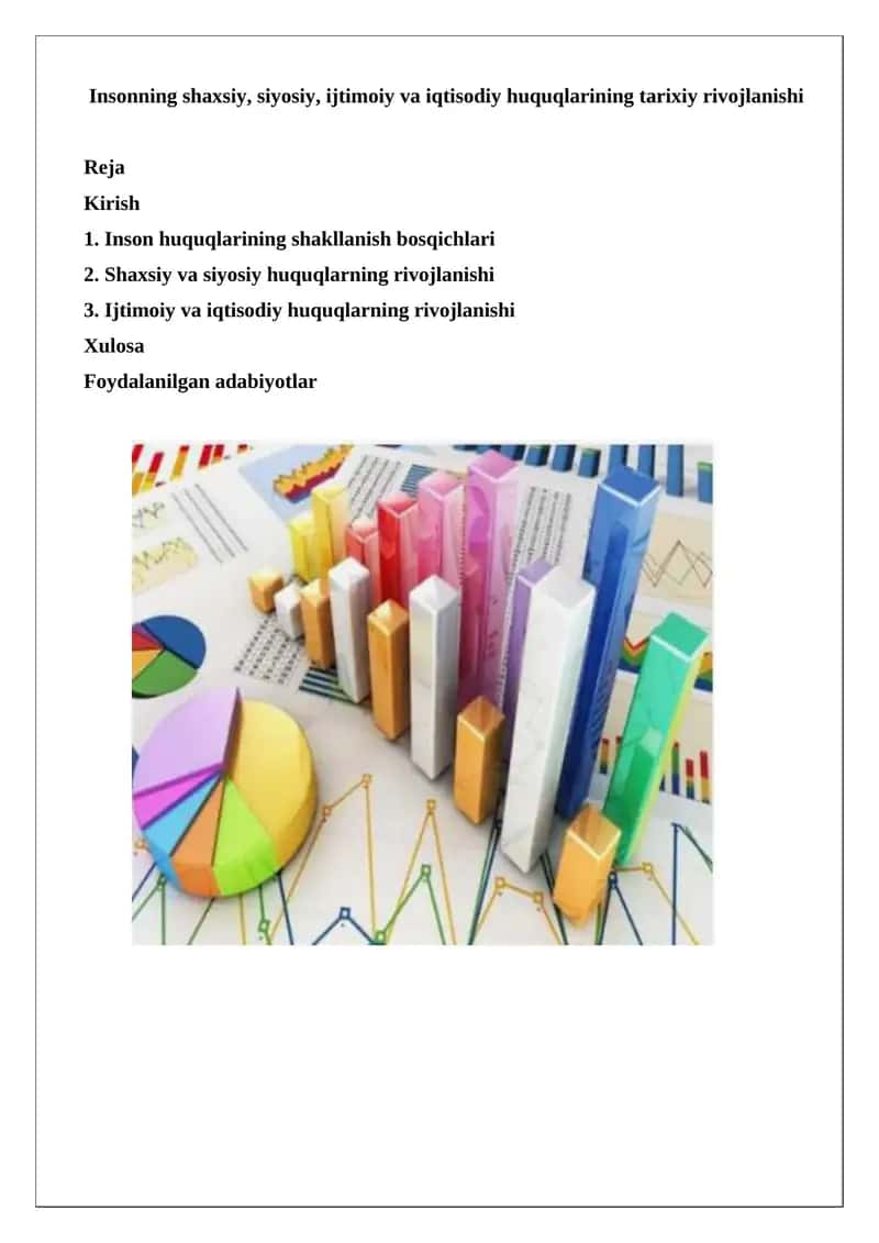 Insonning shaxsiy, siyosiy, ijtimoiy va iqtisodiy huquqlarining tarixiy rivojlanishi