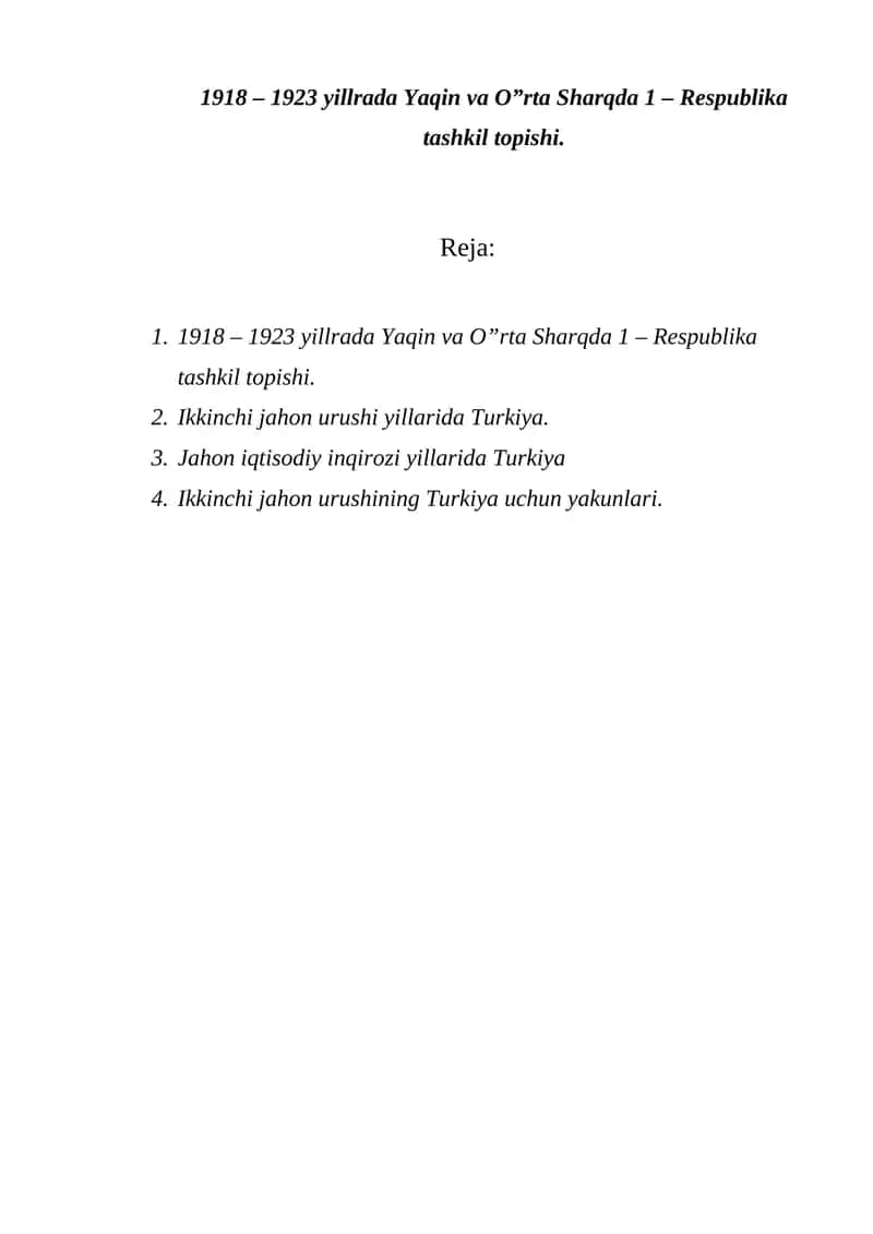 Yaqin va O'rta Sharqda 1 - Respublika tashkil topishi