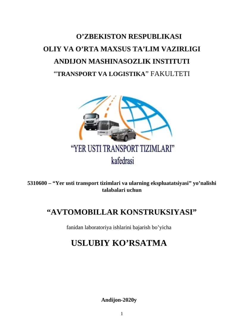 AVTOMOBILLAR KONSTRUKSIYASI