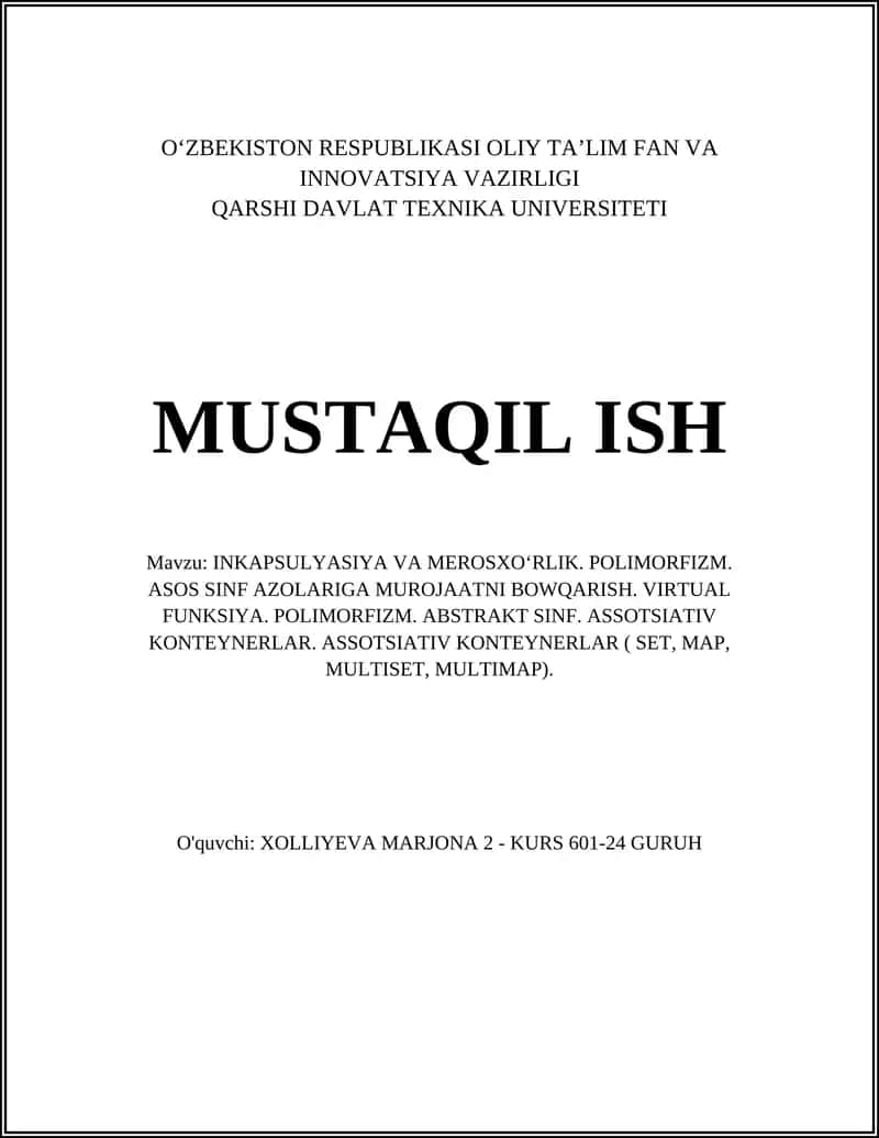 INKAPSULYASIYA VA MEROSXOʻRLIK