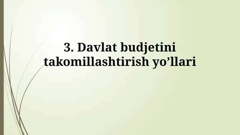 Davlat budjetini takomillashtirish yo'llari