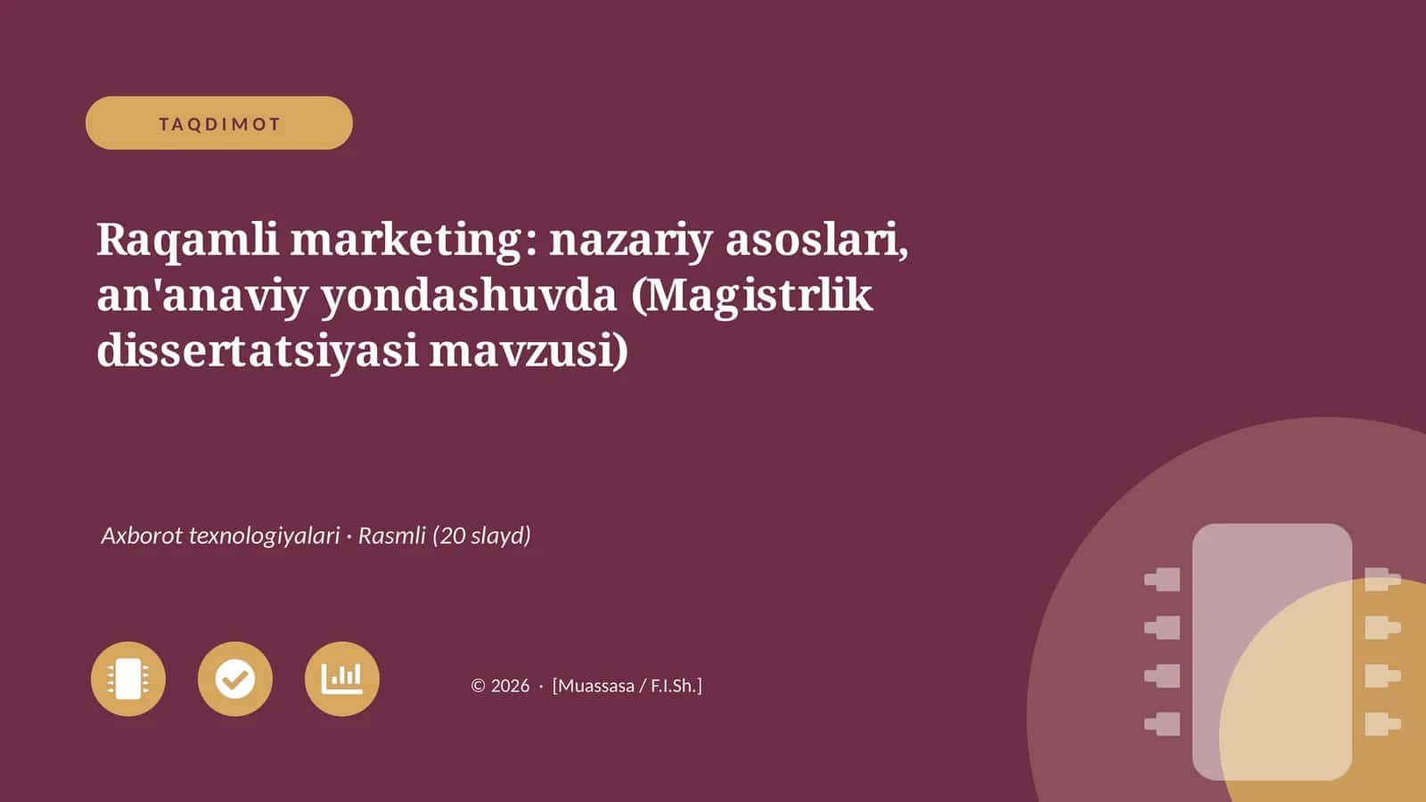 Raqamli marketing: nazariy asoslari, an'anaviy yondashuvda (Magistrlik dissertatsiyasi mavzusi)