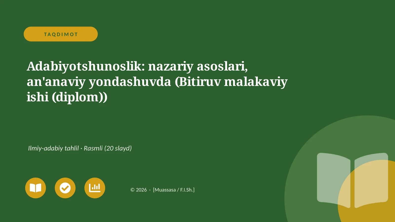 Adabiyotshunoslik: nazariy asoslari, an'anaviy yondashuvda (Bitiruv malakaviy ishi (diplom))
