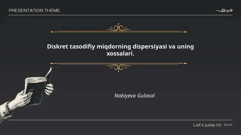 Diskret tasodifiy miqdorning dispersiyasi va uning xossalari