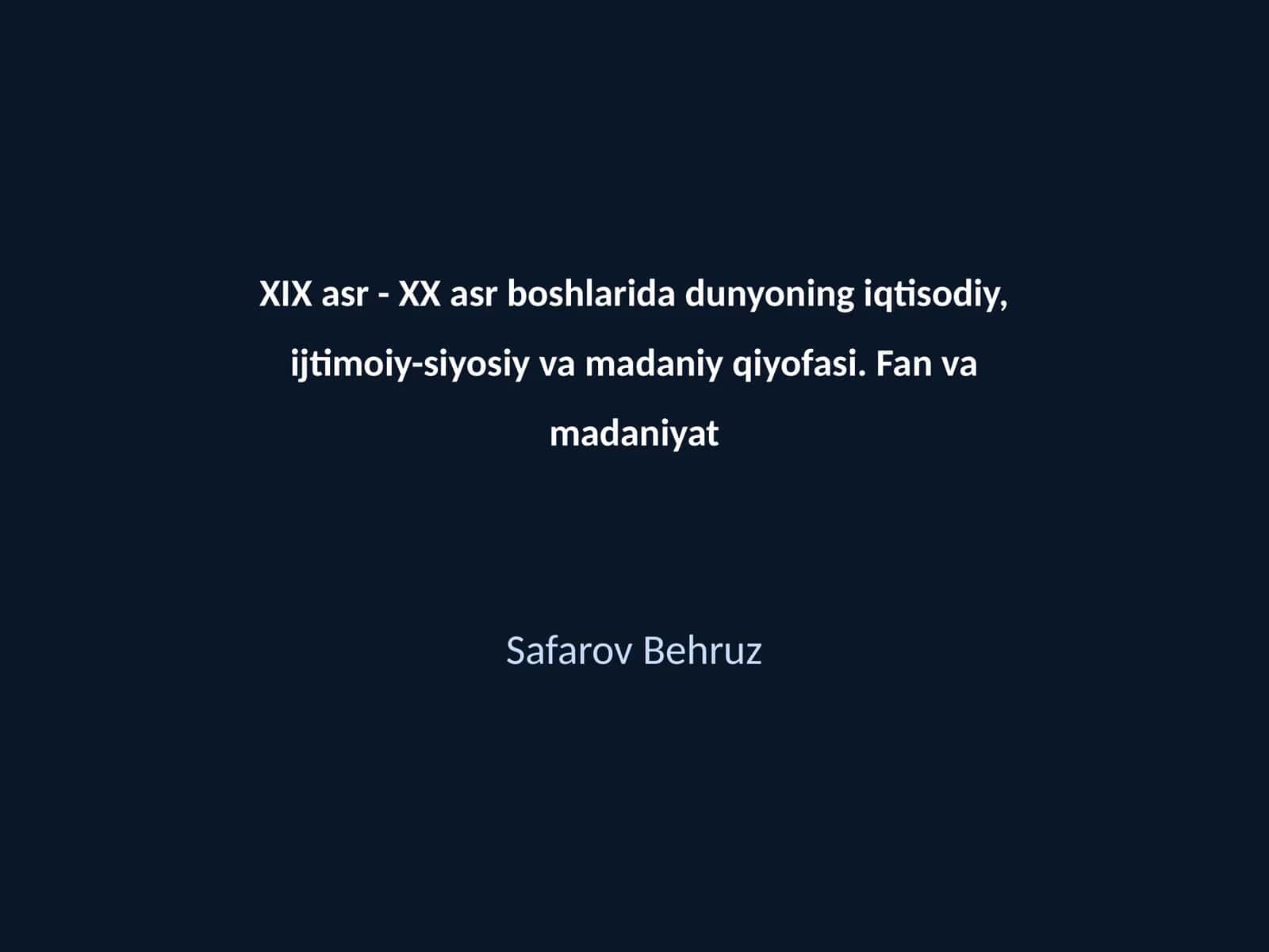 Sanoat inqilobi va uning iqtisodiy ta'siri