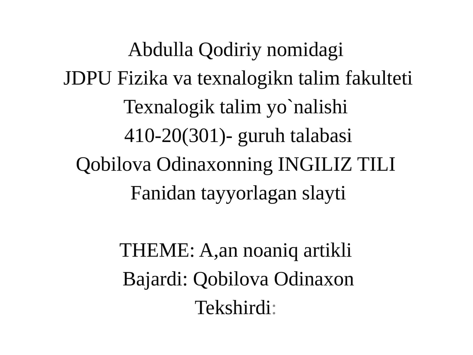 INGILIZ TILI Fanidantayyorlaganslayti