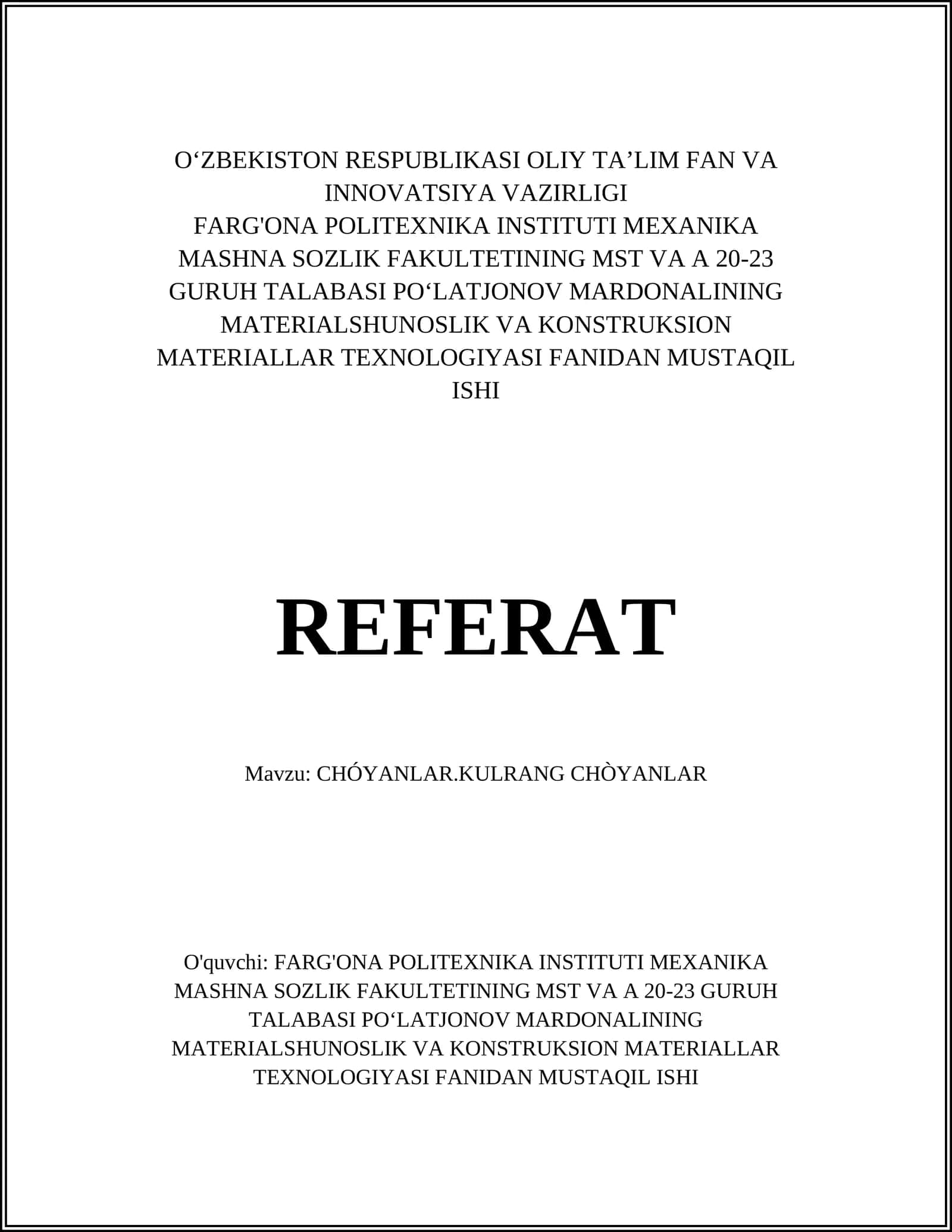 CHÓYANLAR
