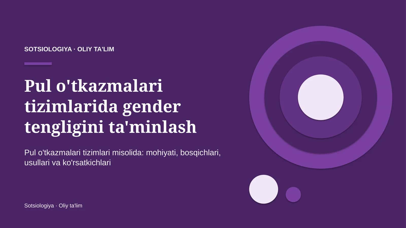 pul o'tkazmalari tizimlarida gender tengligini ta'minlash 7693