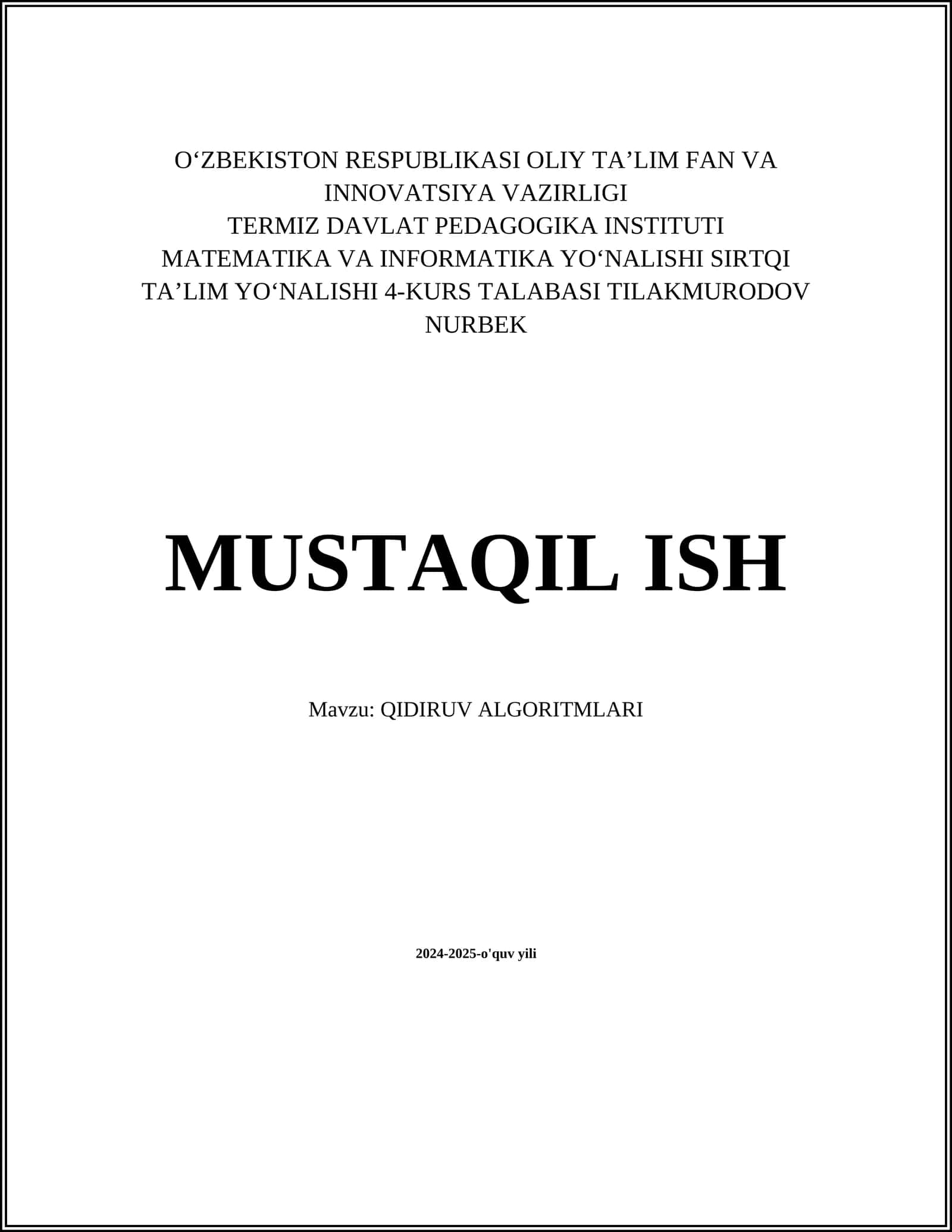 QIDIRUV ALGORITMLARI